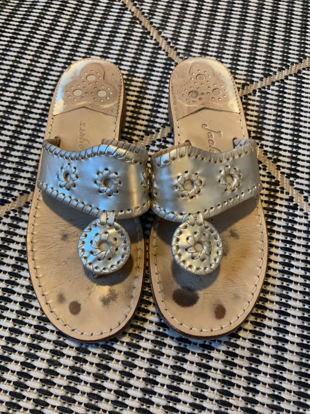 Jack Rogers Jacks Flat Sandals Metallic Gold Classic Thong